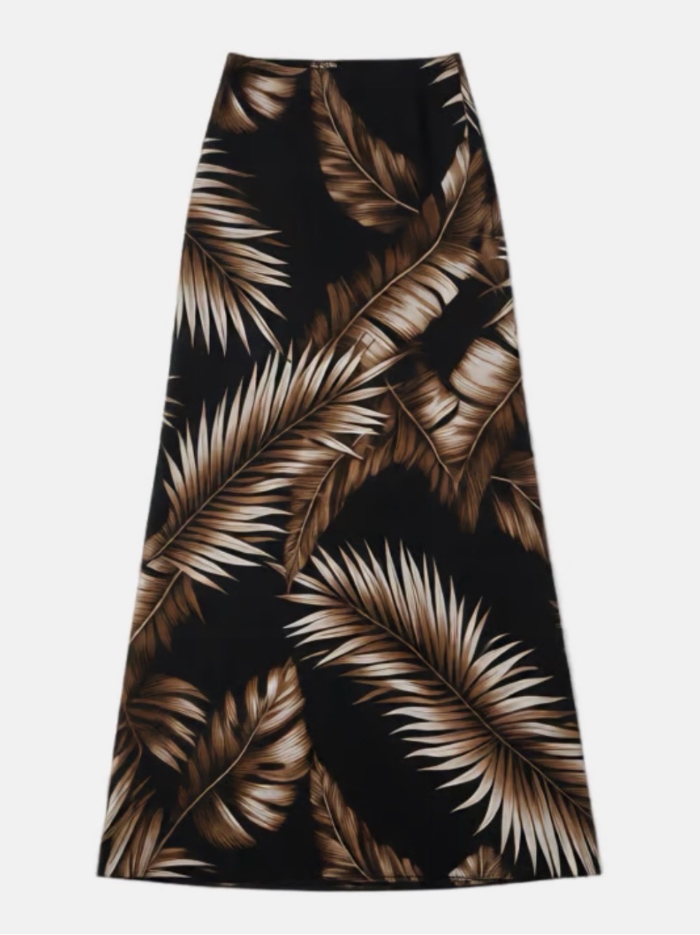 Windsor Black Maxi Skirt with Brown Tropical Leaf Print